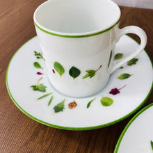 Load image into Gallery viewer, Hermes Porcelain Nile Lotus Demitasse Cup Saucer Set of 2 White Green Tableware
