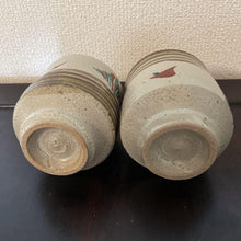 Load image into Gallery viewer, Japanese Mashiko Ware Pair Teacup by Tomoo Hamada Persimmon Glaze Red Picture
