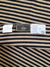 Load image into Gallery viewer, Fendi Auth. Zucca Logo Striped Stole Muffler 100% Wool 40x170cm Black Beige

