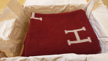 Load image into Gallery viewer, HERMES Paris Auth. Plaid Avalon Blanket Throw Wool Cashmere Blend 135 x 165cm
