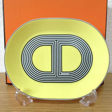 Load image into Gallery viewer, Hermes Paris Rallye 24 Oval Mini Plate 2 Pieces Yellow 15x12cm Porcelain w/Box
