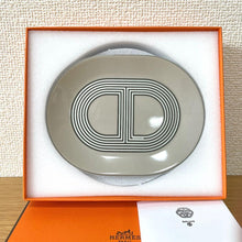 Load image into Gallery viewer, Hermes Paris Rallye 24 Oval Mini Plate 2 Pieces Gray15x12cm Porcelain w/Box
