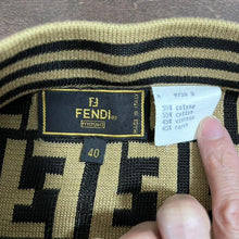 Load image into Gallery viewer, Fendi Zucca Logo Wrap Around Skirt Beige Black Cotton Rayon Knitted Size 40

