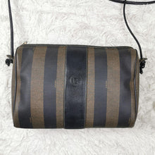 Load image into Gallery viewer, Fendi Shoulder Bag PVC Leather Pecan FF Logo Black Brown Crossbody Pochette
