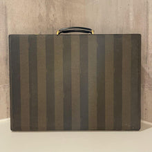 Load image into Gallery viewer, Fendi Vintage Pequin Pattern Attache Case Trunk Briefcase Brown Turn Lock Italy
