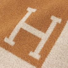 Load image into Gallery viewer, HERMES Paris Plaid Avalon Blanket Throw Brown White Wool Cashmere 134 x 160cm
