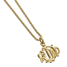 Load image into Gallery viewer, Christian Dior Old Logo Emblem Chain Necklace Pendant Gold Plate Jewelry Vintage
