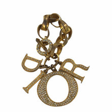 Load image into Gallery viewer, Christian Dior DIOR Logo Rhinestone Chain Bangle Bracelet Gold Plated GP Vintage
