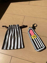 Load image into Gallery viewer, Henri Bendel New York LIPSTICK Design Coin Case Purse Bag Charm w/Stripe Bag
