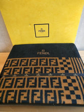 Load image into Gallery viewer, Fendi Auth. Zucca Geometric Pattern Blanket Throw Brown Black Cotton 100% w/Box
