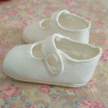 Load image into Gallery viewer, HERMES Paris Authentic Baby First Shoes 10cm Linen 100% Hemp White Snap w/Box
