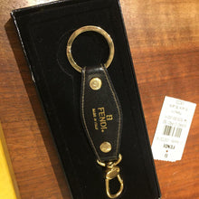 Load image into Gallery viewer, Fendi Vintage FF Zucca Logo Black Leather Bag Charm Key Holder Key Chain w/Box
