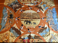 Load image into Gallery viewer, HERMES Paris Carre Tanzanie SILK 90 Robert Dallet Multicolor Scarf Stole Brown
