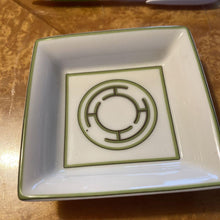 Load image into Gallery viewer, Hermes Paris Auth. Mini Trinket Case Porcelain Ashtray Rhythm Rythme Green White

